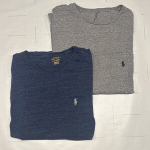 2 Pack Polo by Ralph Lauren Men's Navy and Heather Gray Long Sleeve Tees
